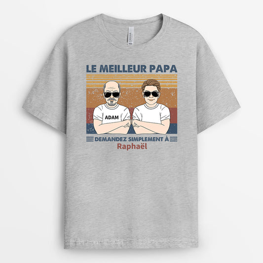 0757Afr2 Cadeau Personnalise T shirt Meilleur Papa Papi