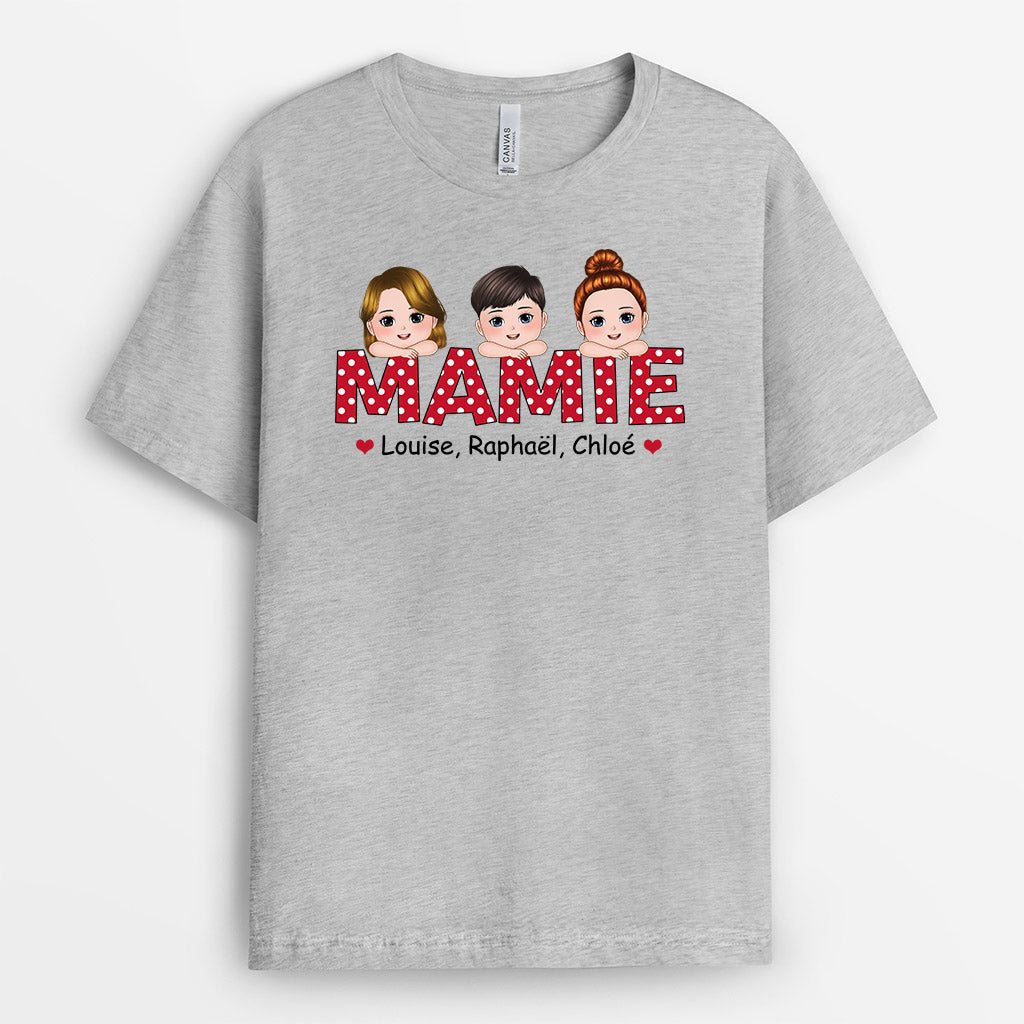 0762AFR1 Cadeau Personnalise T shirt Enfants Maman Mamie