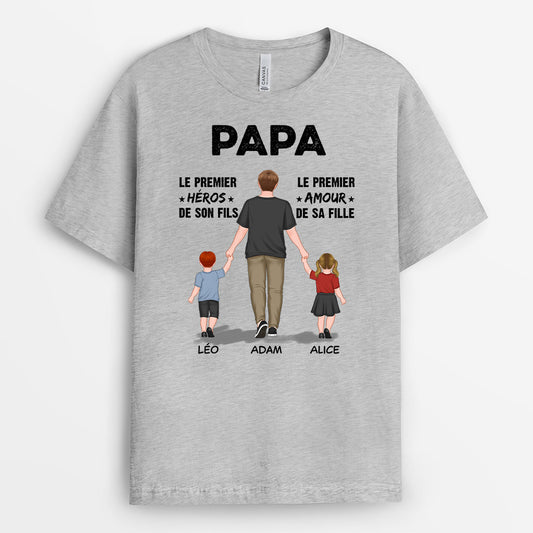 0765AFR1 Cadeau Personnalise T shirt Heros Amour Papa Papi