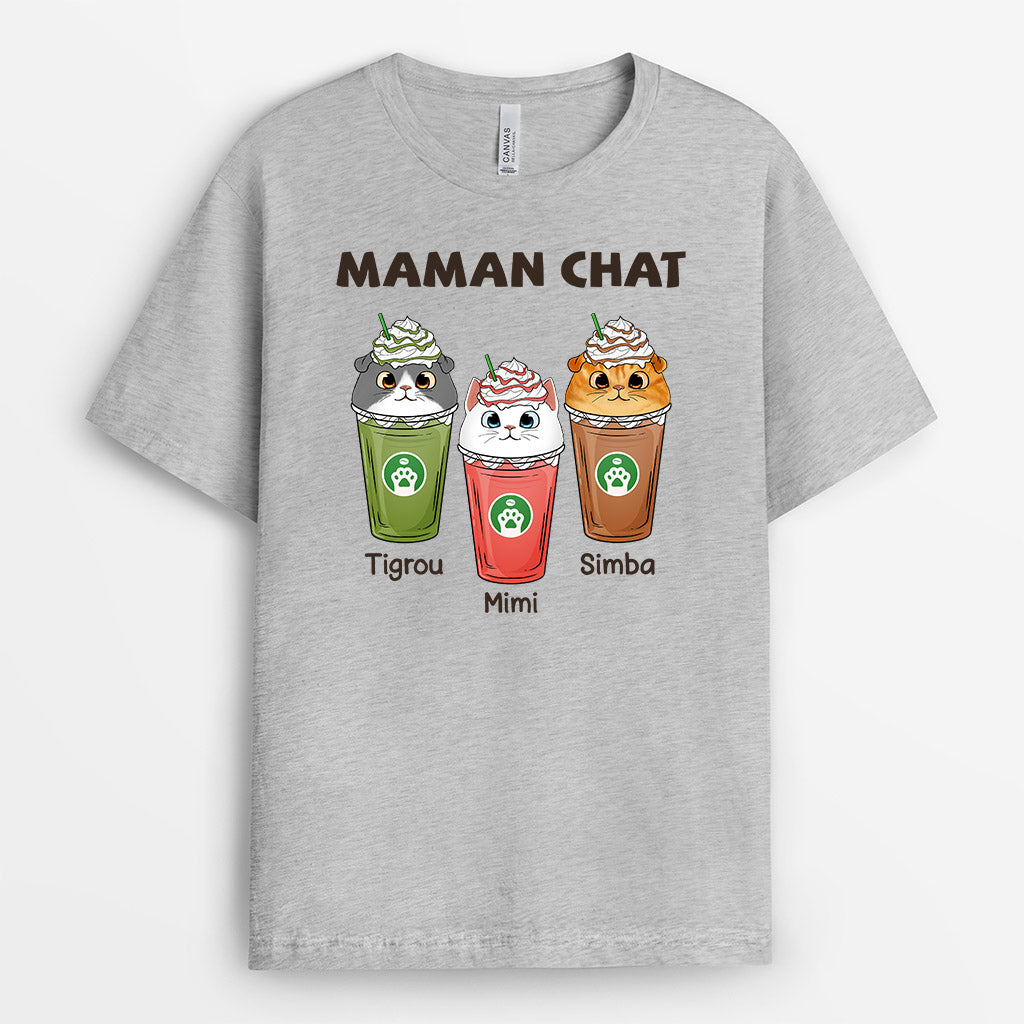 0768AFR2 Cadeau Personnalise T shirt Chat Amoureux des Chats