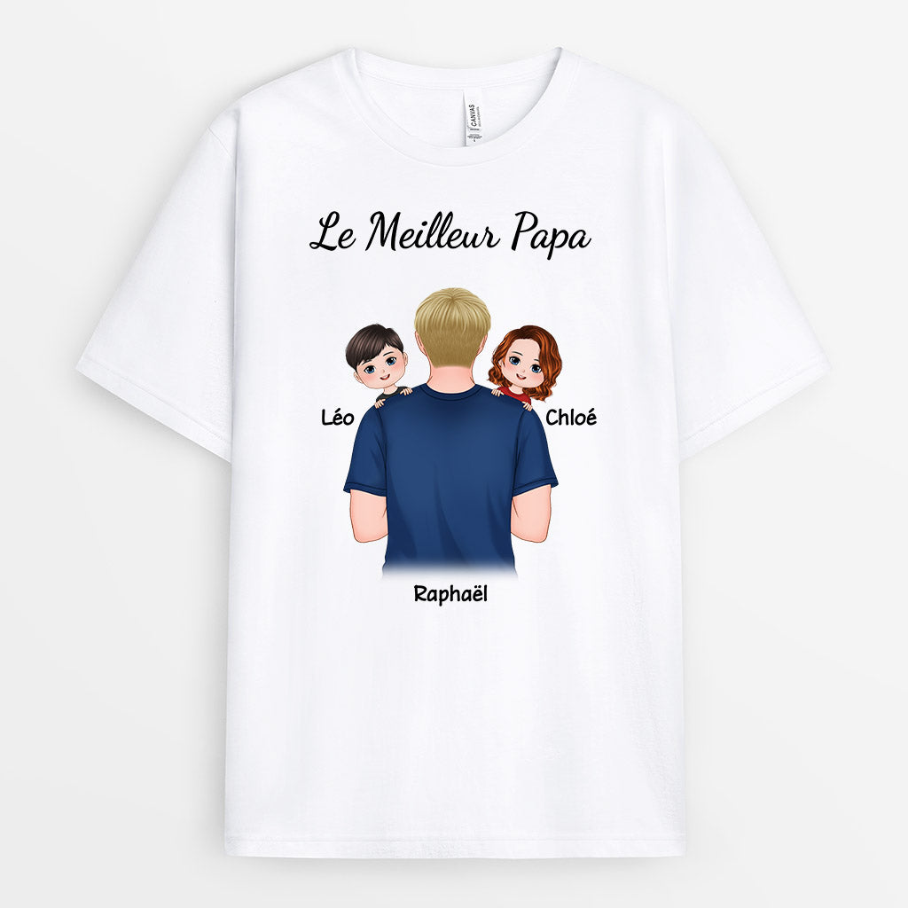 0771A290BFR2 Cadeau Personnalise T shirtMeilleur Papa Papi