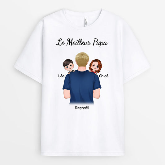 0771A290BFR2 Cadeau Personnalise T shirtMeilleur Papa Papi