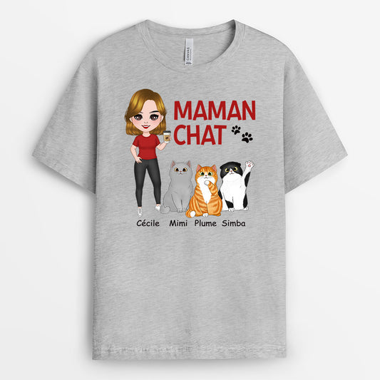 0773AFR1 Cadeau Personnalise T shirt Chat Amoureux des Chats