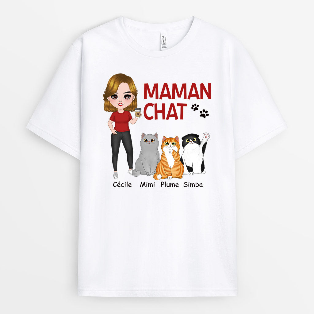 0773AFR2 Cadeau Personnalise T shirt Chat Amoureux des Chats