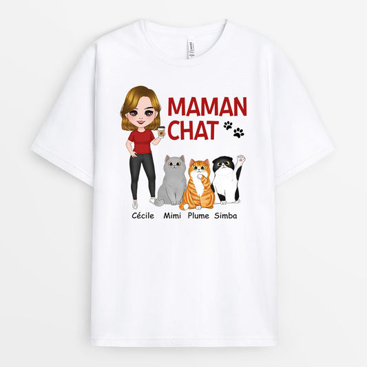 0773AFR2 Cadeau Personnalise T shirt Chat Amoureux des Chats