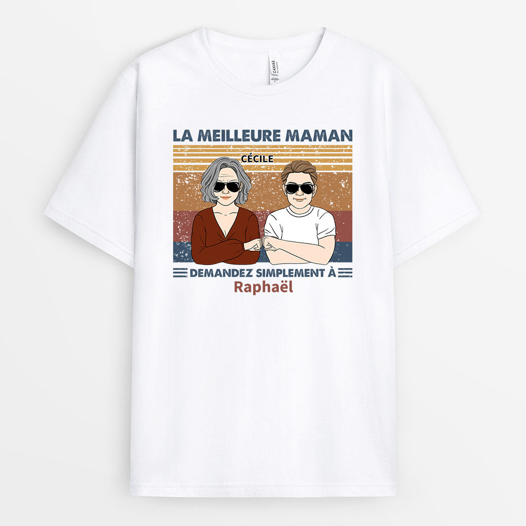 0776AFR2 Cadeau Personnalise T shirt Meilleure Maman Mamie
