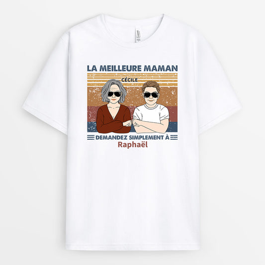 0776AFR2 Cadeau Personnalise T shirt Meilleure Maman Mamie