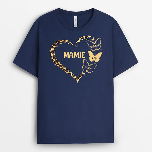 0777AFR1 Cadeau Personnalise T shirt Coeur Maman Mamie