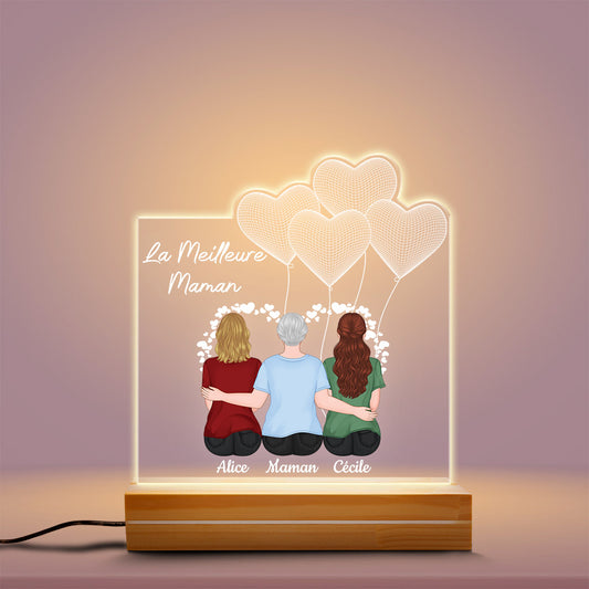 0778FR2 Cadeau Personnalise Lampe LED 3D Bonheur Mamie Maman