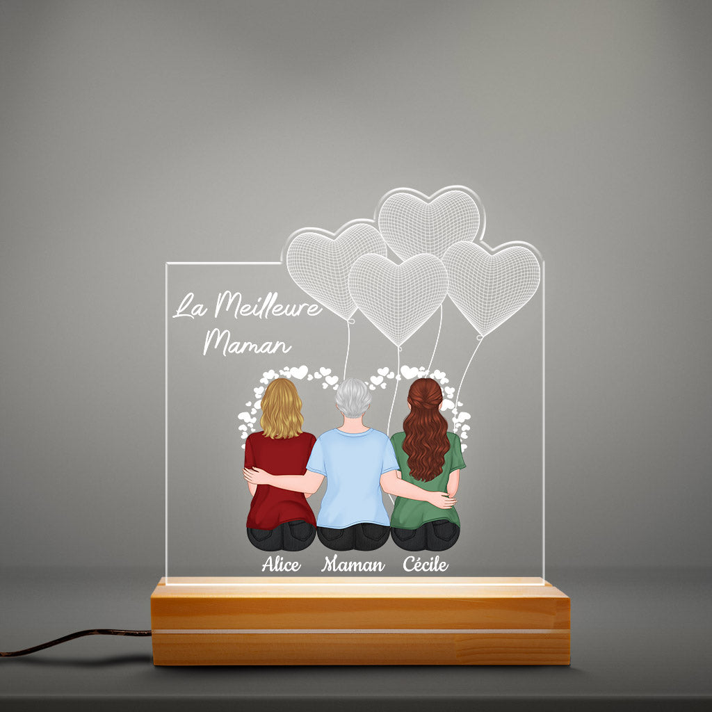 0778FR3 Cadeau Personnalise Lampe LED 3D Bonheur Mamie Maman
