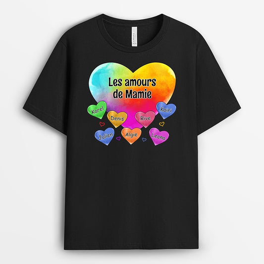 0780AFR1 Cadeau Personnalise T shirt Coeur Maman Mamie