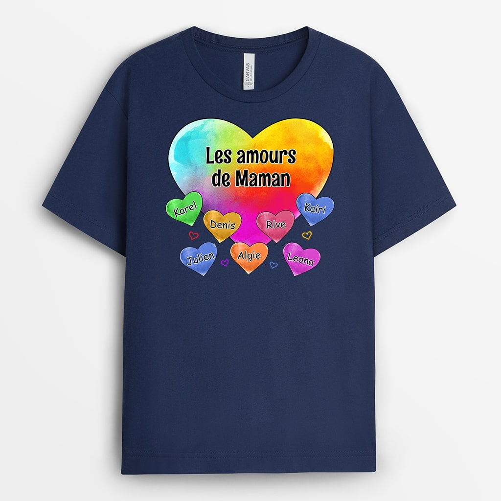 0780AFR2 Cadeau Personnalise T shirt Coeur Maman Mamie
