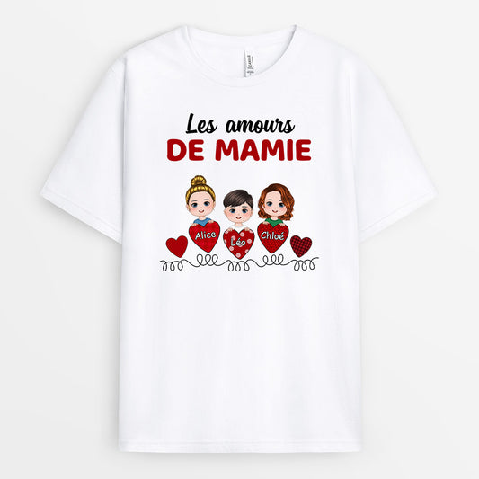 0783AFR1 Cadeau Personnalise T shirt Coeur Maman Mamie