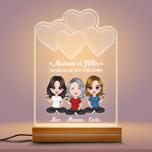 0785LFR3 Cadeau Personnalise Lampe LED 3D Bande Mamie Maman