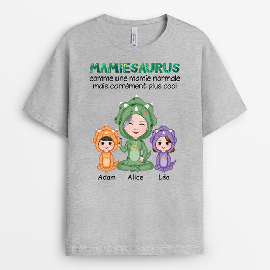 0791AFR2 Cadeau Personnalise T shirt Dinosaures Mamie Maman