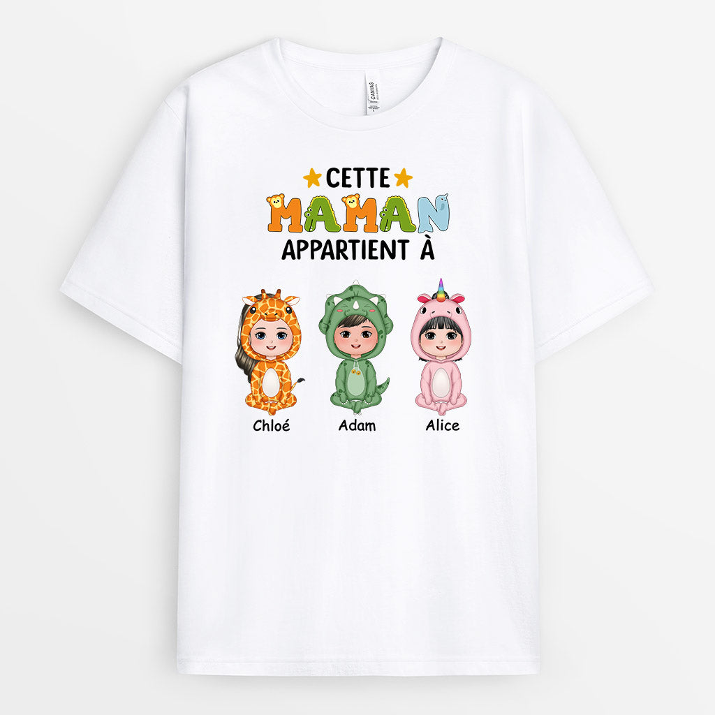 0792AFR1 Cadeau Personnalise T shirt Dinosaures Mamie Maman