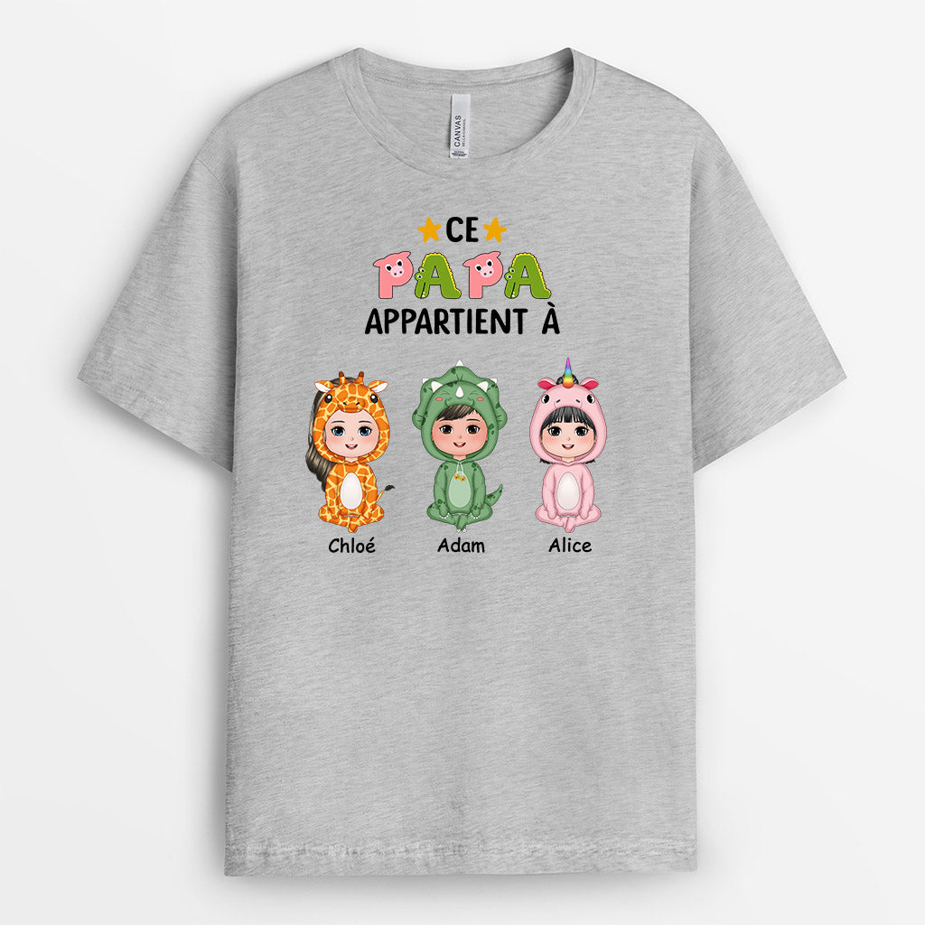 0792AFR2 Cadeau Personnalise T shirt Monstres Papi Papa