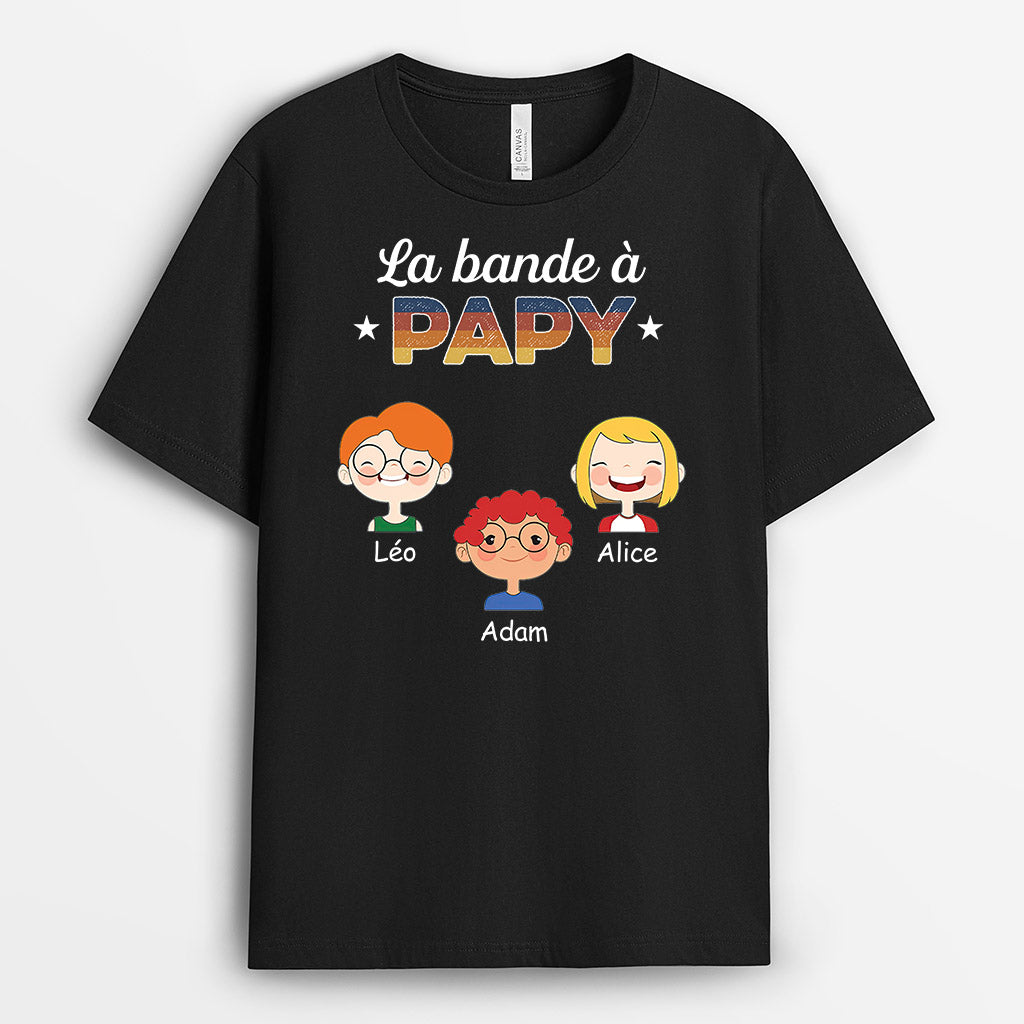 0793AFR3 Cadeau Personnalise T shirt Bande Papa Papi