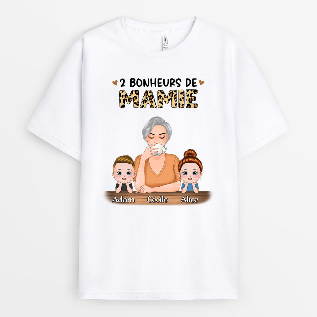 Le Bonheur D'être Maman Mamie  - Cadeau Personnalisé | T-shirt pour Mamie Maman