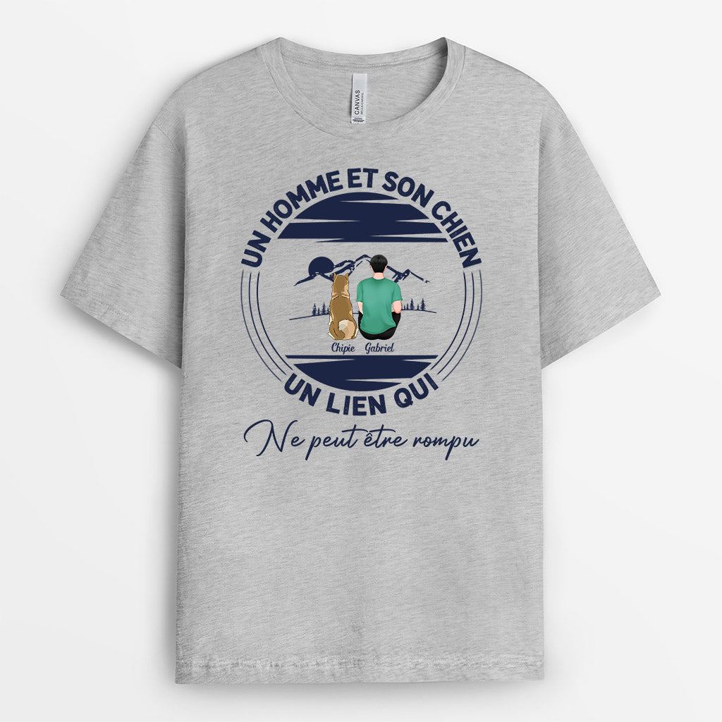 0806AFR2 Cadeau Personnalise T shirt Lien Amoureux Des Chiens