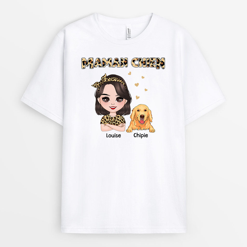 Maman Chien - Cadeau Personnalisé | T-shirt pour Amoureux des chiens