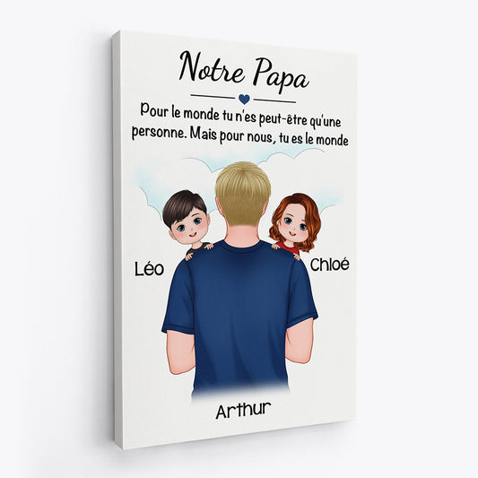 0823CFR2 Cadeau Personnalise Toile Monde Papi Papa