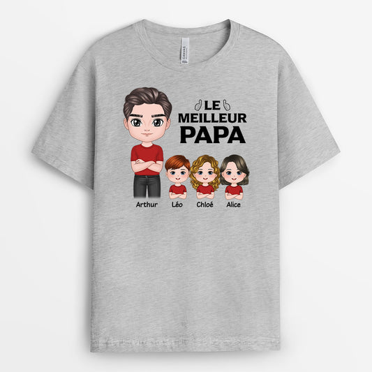 0824AFR1 Cadeau Personnalise T shirt Meilleur Papi Papa