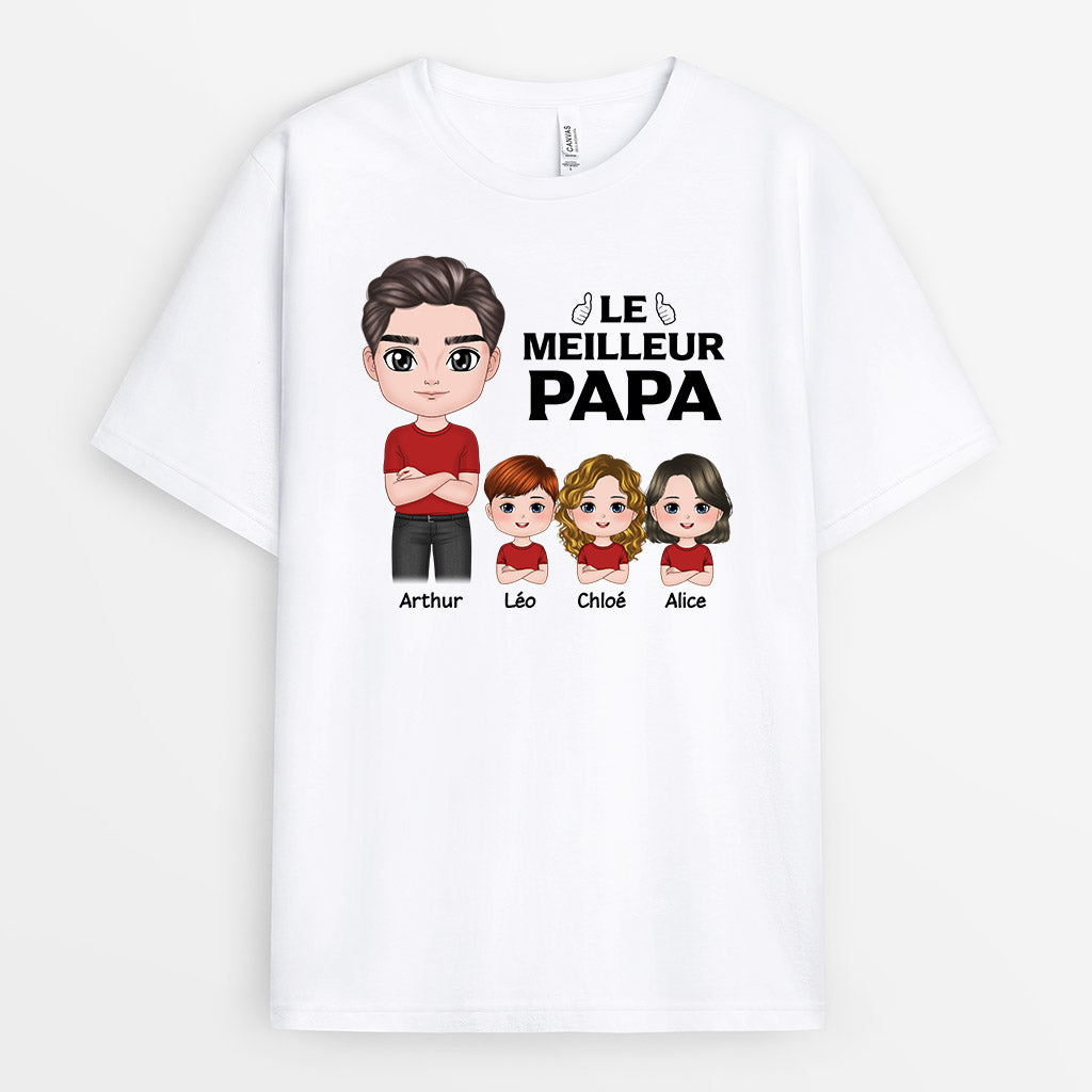 0824AFR2 Cadeau Personnalise T shirt Meilleur Papi Papa