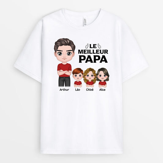 0824AFR2 Cadeau Personnalise T shirt Meilleur Papi Papa