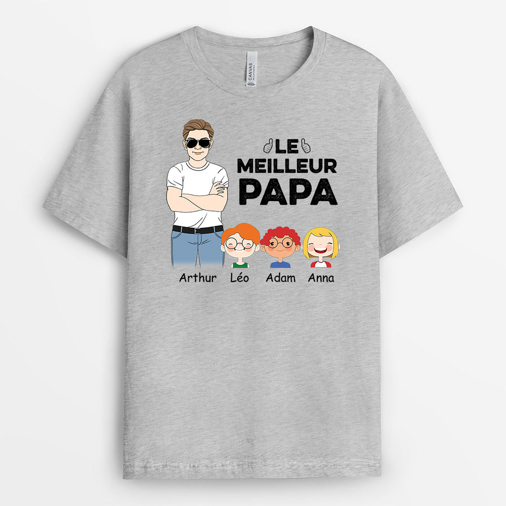 0826AFR1 Cadeau Personnalise T shirt Meilleur Papi Papa