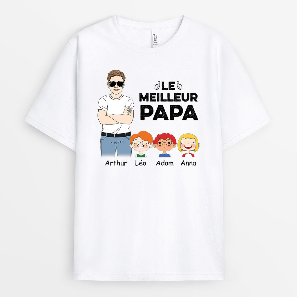 T-shirt Meilleur Papa Personnalisé avec Prénoms - Cadeau Unique pour Papa –  Les Drôles Shop