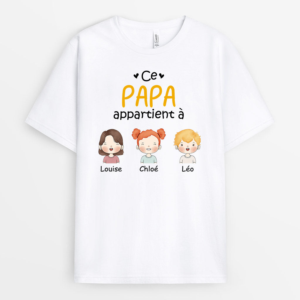0827AFR1 Cadeau Personnalise T shirt Papa Papi