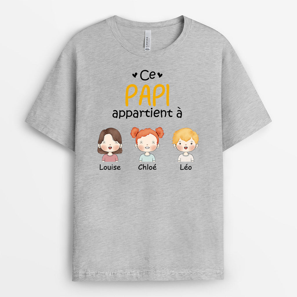 0827AFR2 Cadeau Personnalise T shirt Papa Papi