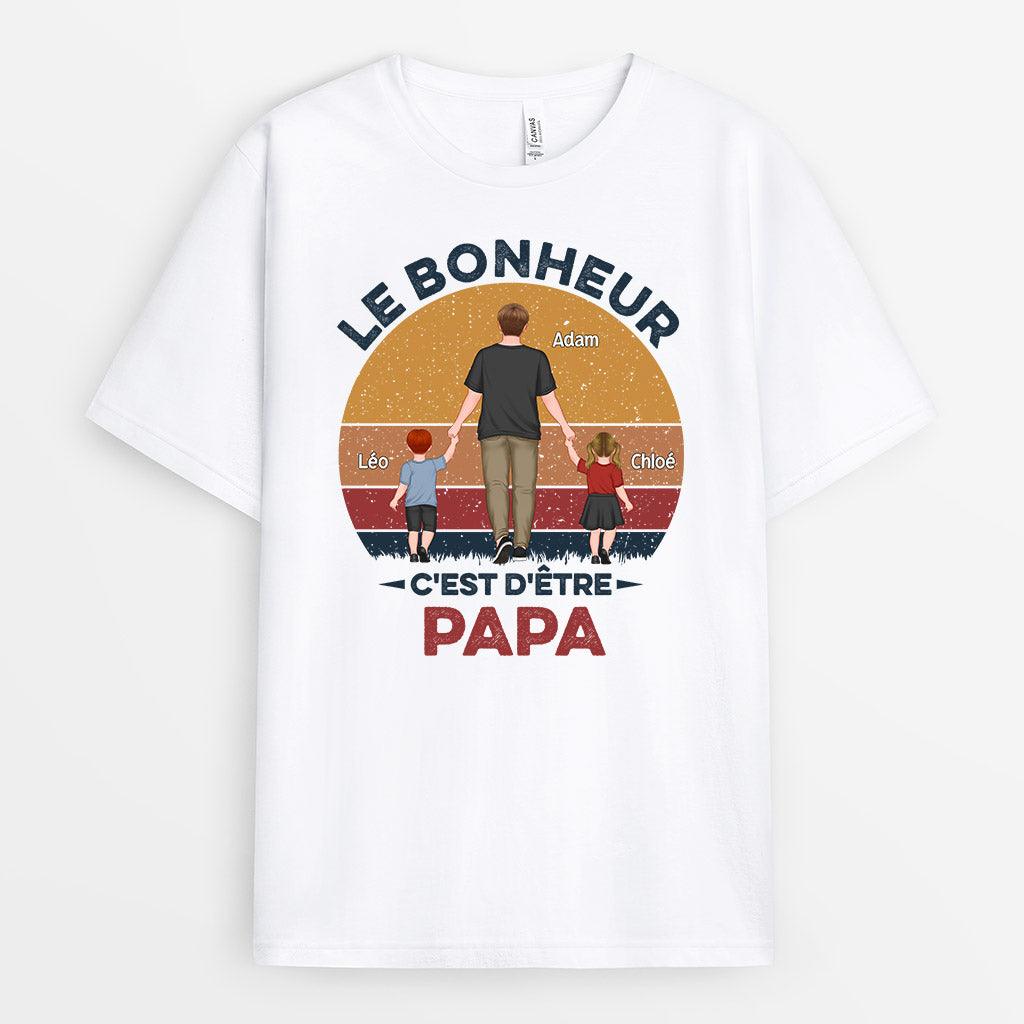 Bonheur d'Être Papa Papi - Cadeau Personnalisé | T-shirt pour Papa Pap ...