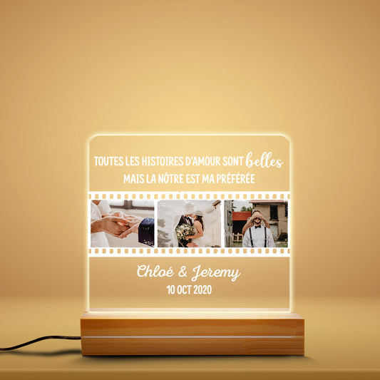 0829LFR1 Cadeau Personnalise Veilleuse LED 3D Histore Amour Amoureux Couple