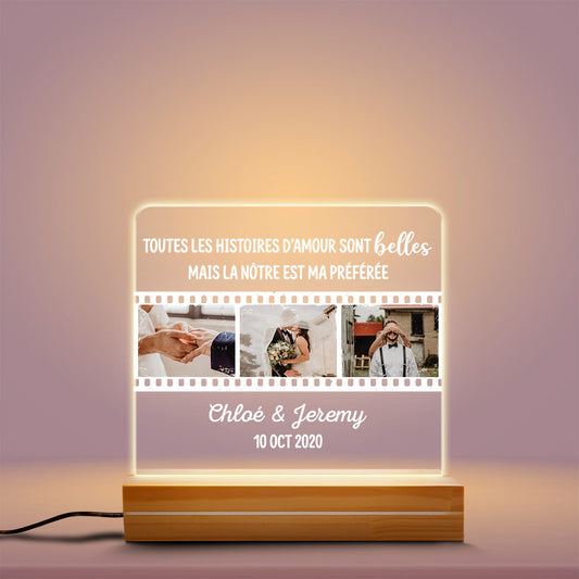 0829LFR2 Cadeau Personnalise Veilleuse LED 3D Histore Amour Amoureux Couple