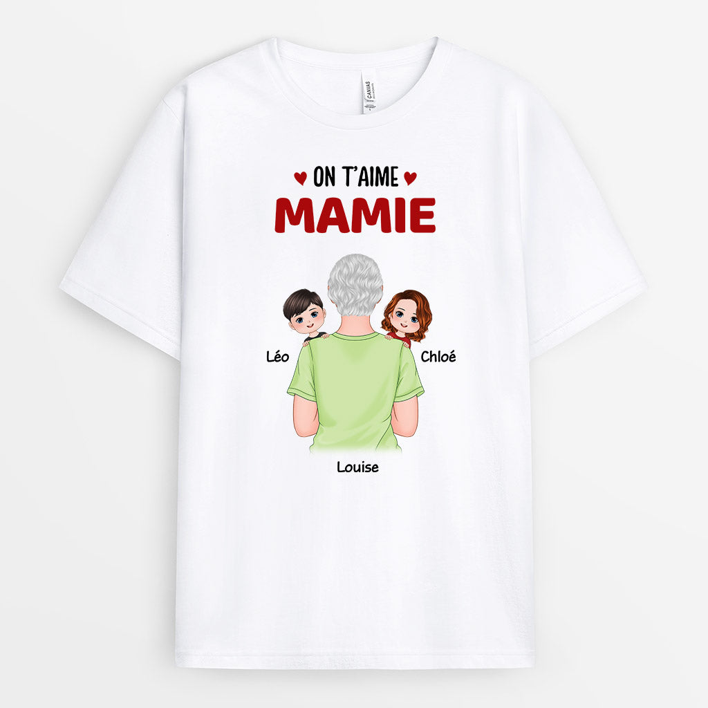 0830AFR1 Cadeau Personnalise T shirt On T Aime Maman Mamie