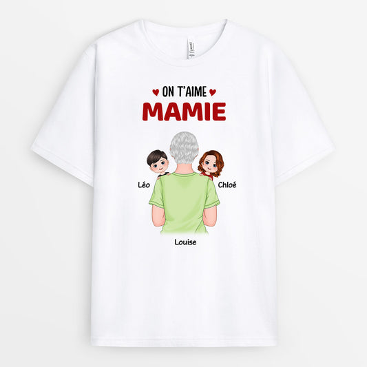 0830AFR1 Cadeau Personnalise T shirt On T Aime Maman Mamie