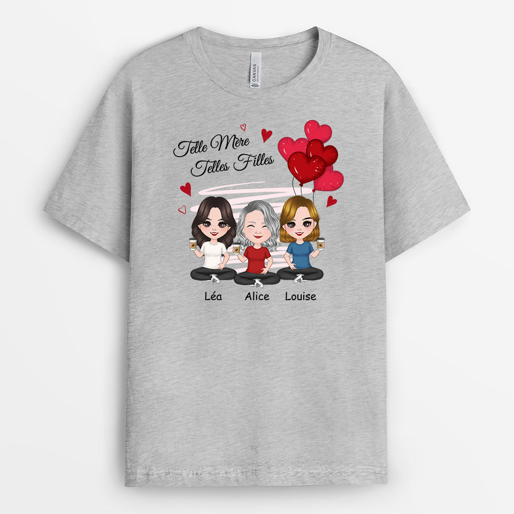 0831AFR2 Cadeau Personnalise T shirt Mere Fille Maman Mamie