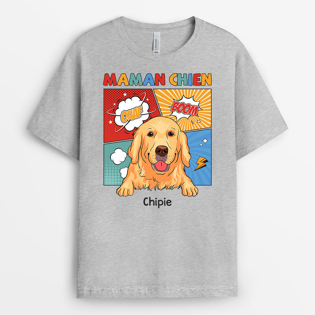 0833AFR2 Cadeau Personnalise T shirt Maman Chien Amoureux des Chiens