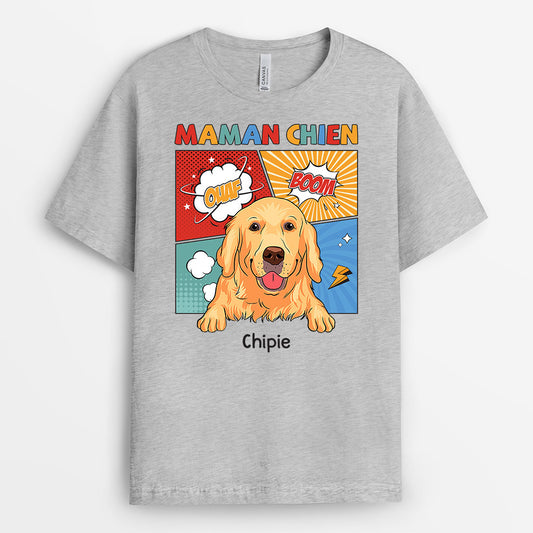 0833AFR2 Cadeau Personnalise T shirt Maman Chien Amoureux des Chiens