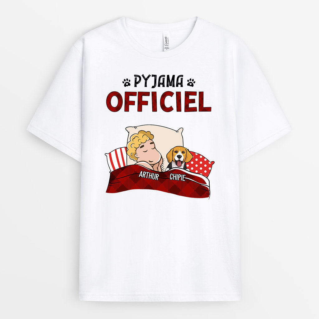 0835AFR2 Cadeau Personnalise T shirt Pyjama Amoureux des Chiens