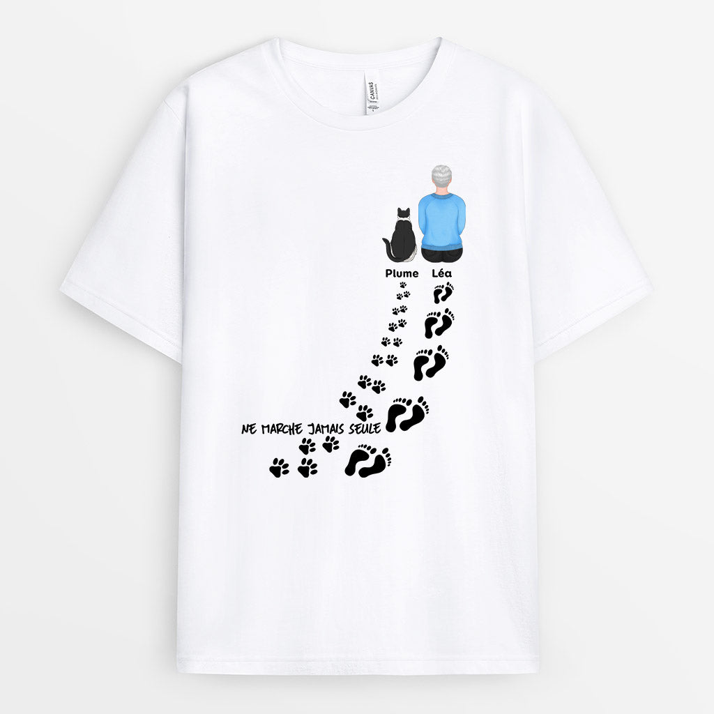 0838AFR2 Cadeau Personnalise T shirt Maman Chat Femme Amoureux des Chats
