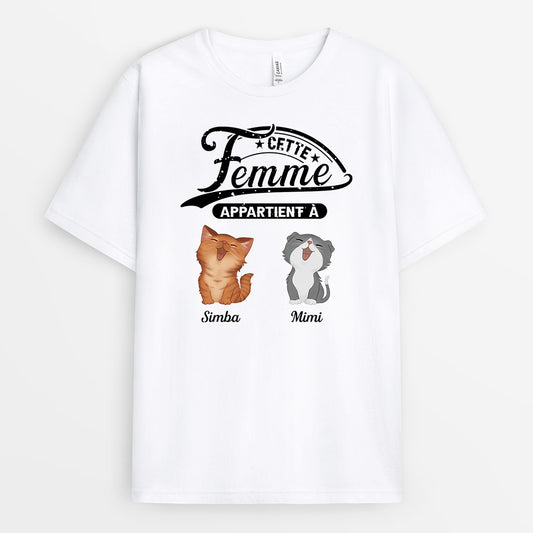 0843AFR1 Cadeau Personnalise T shirt Chat Amoureux des Chats