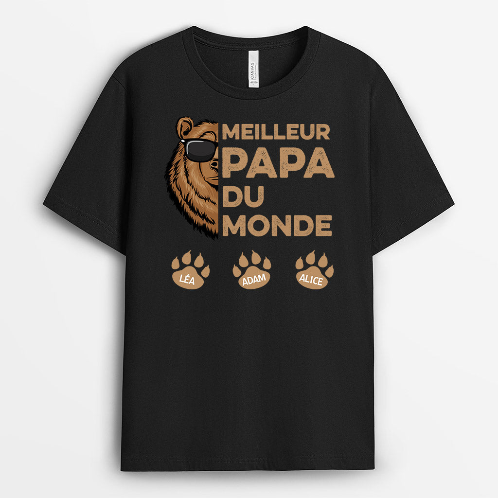 0850AFR2 Cadeau Personnalise T shirt Meilleur Papi Papa