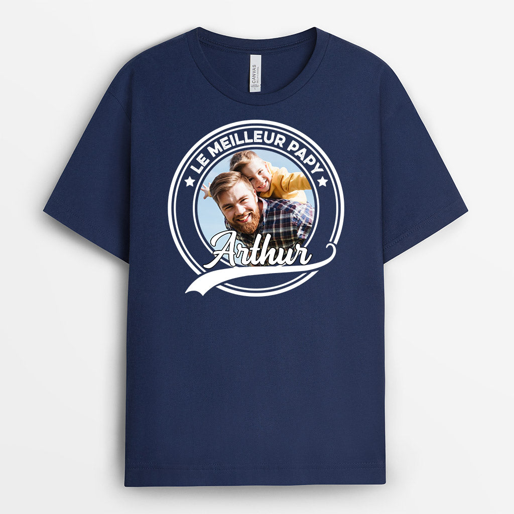 0853AFR2 Cadeau Personnalise T shirt Meilleur Papi Papa