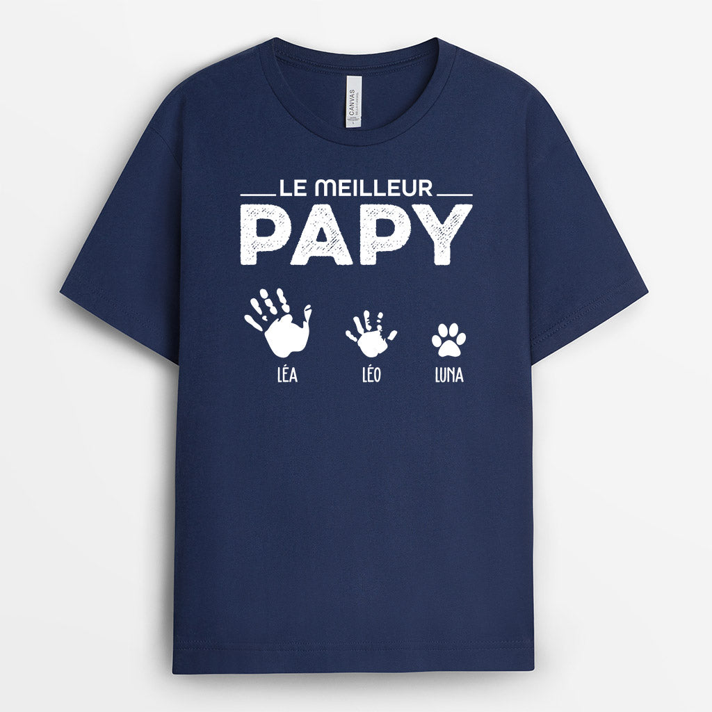 0854AFR2 Cadeau Personnalise T shirt Meilleur Papi Papa