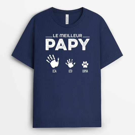 0854AFR2 Cadeau Personnalise T shirt Meilleur Papi Papa