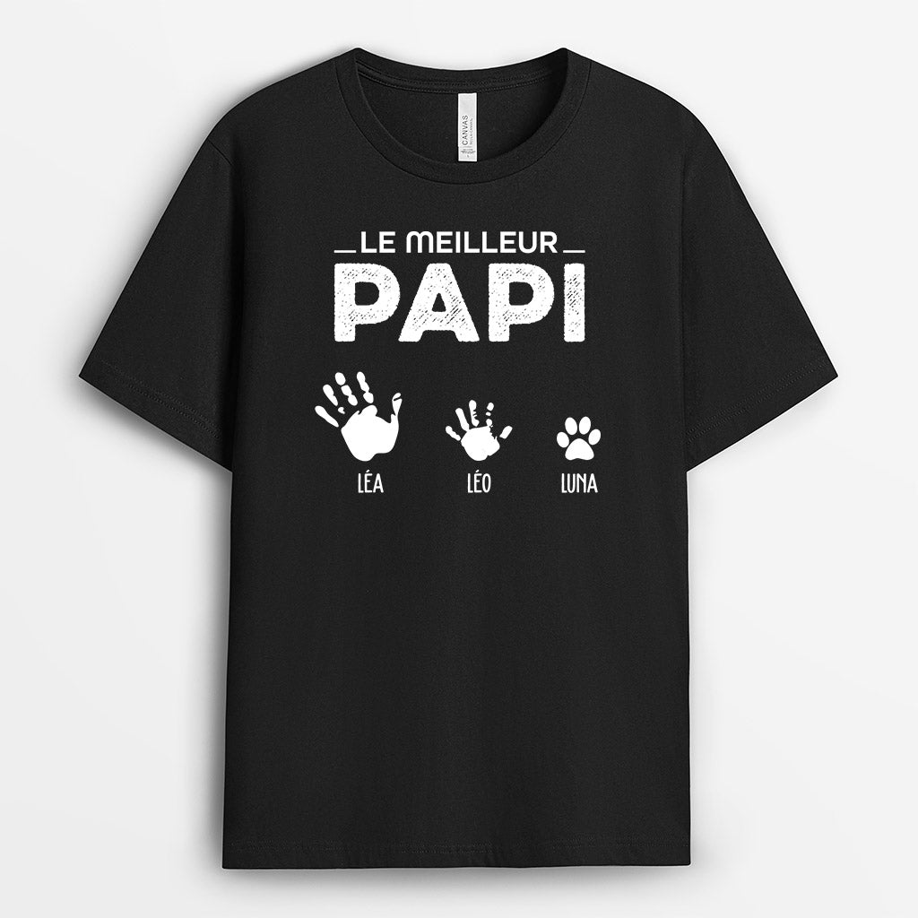 0854AFR3 Cadeau Personnalise T shirt Meilleur Papi Papa