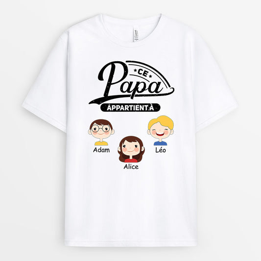 0856AFR1 Cadeau Personnalise T shirt Papa Papi